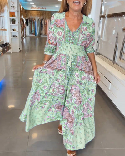 Veyla™ – Urlaubs-Kleid mit V-Ausschnitt und 3/4-Ärmeln
