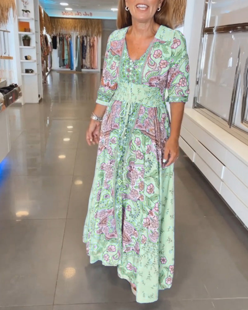 Veyla™ – Urlaubs-Kleid mit V-Ausschnitt und 3/4-Ärmeln