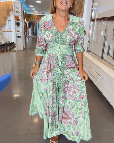 Veyla™ – Urlaubs-Kleid mit V-Ausschnitt und 3/4-Ärmeln