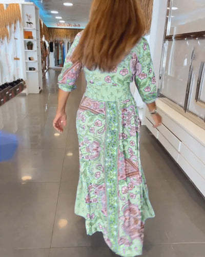 Veyla™ – Urlaubs-Kleid mit V-Ausschnitt und 3/4-Ärmeln