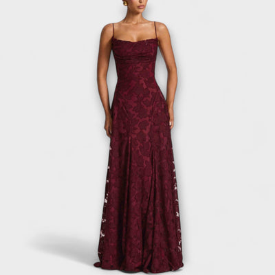 Kairi - Schickes Floral-Spitzen-Maxikleid mit Spaghettiträgern