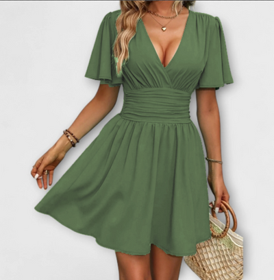 Winslet - Kleid mit geraffter Taille und V-Ausschnitt