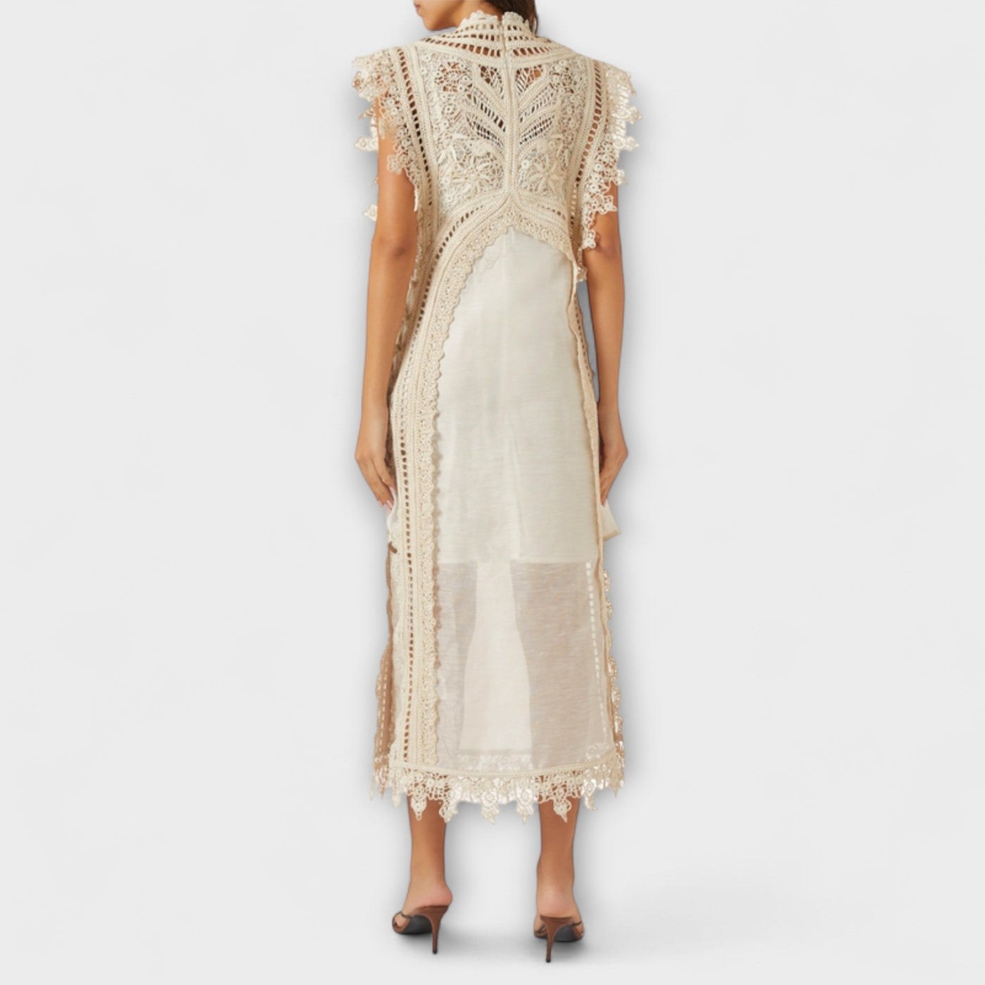Mira - Gewebtes Hohles Organza Maxikleid