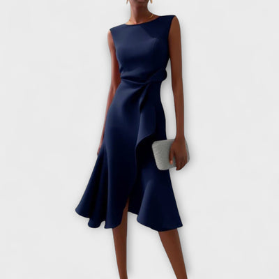 Juliette – Drapiertes asymmetrisches Midikleid