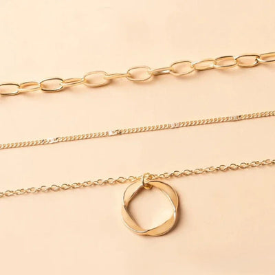 Retro Gold Layered Halskette