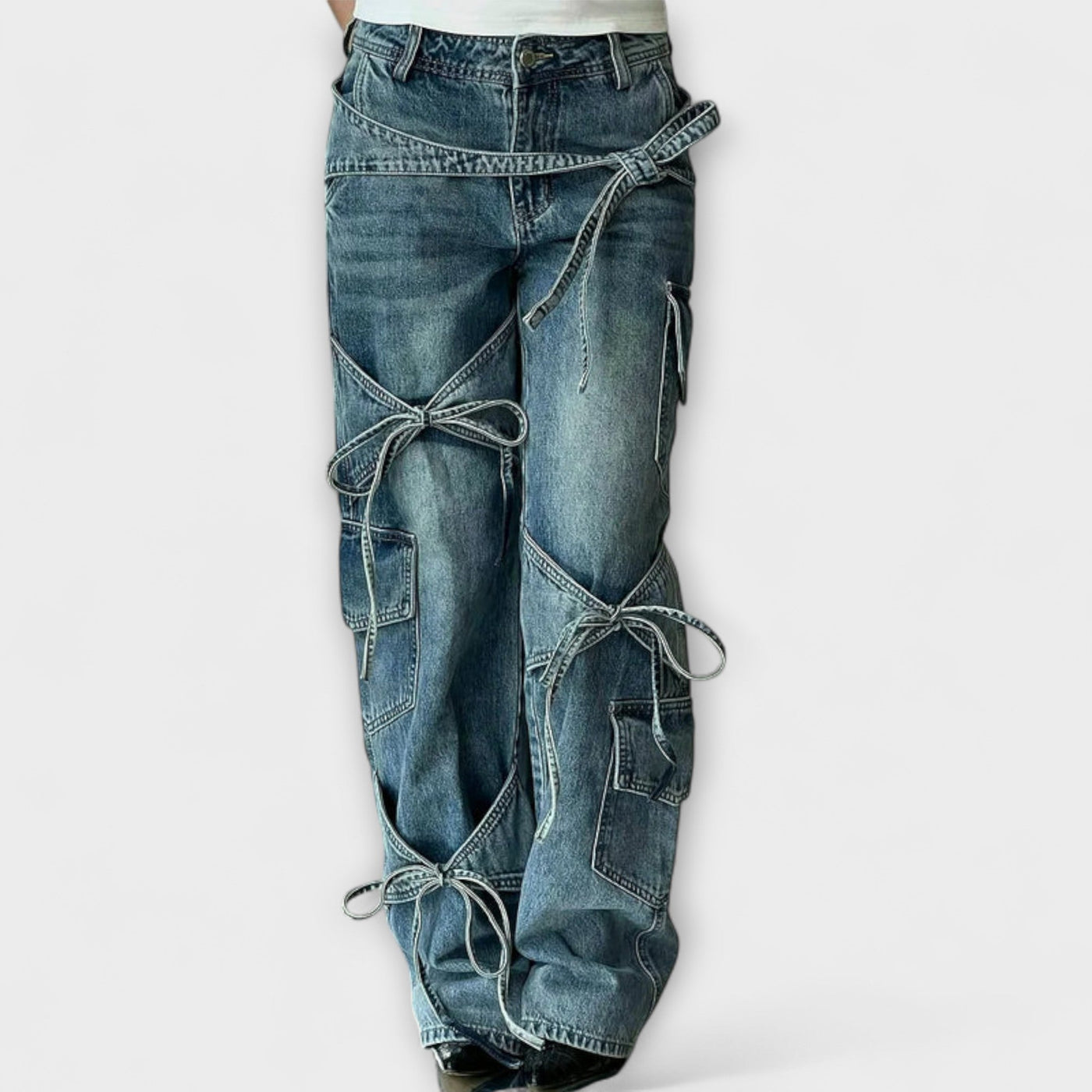 Paloma - Utility Denim Jeans mit Knotendetail