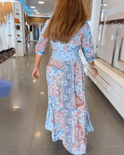 Veyla™ – Urlaubs-Kleid mit V-Ausschnitt und 3/4-Ärmeln