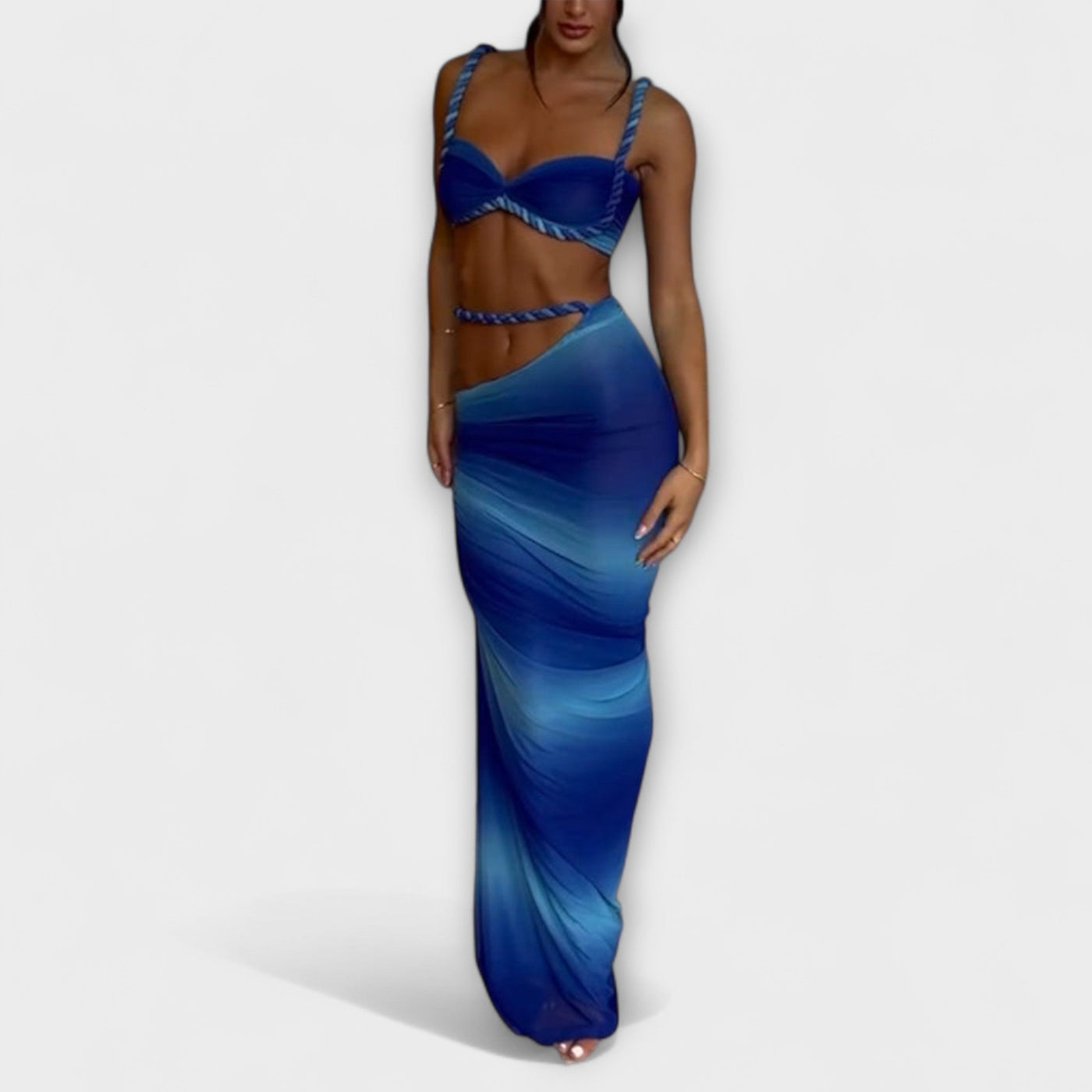 Jane - Schickes Gradient Zopf Crop Top & Overskirt Duo