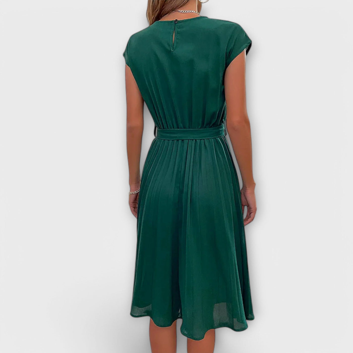 Claire - Kurzarm, gefältete, lässige Midikleid