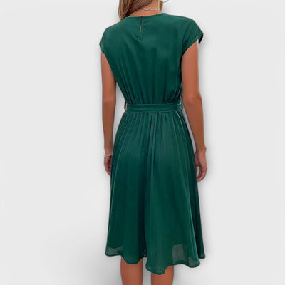 Claire - Kurzarm, gefältete, lässige Midikleid