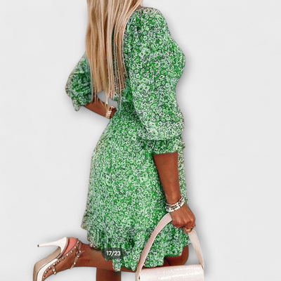Blumiges Puffärmelkleid für Damen