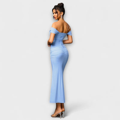 Ione - Off-Shoulder Raffung Bodycon Kleid