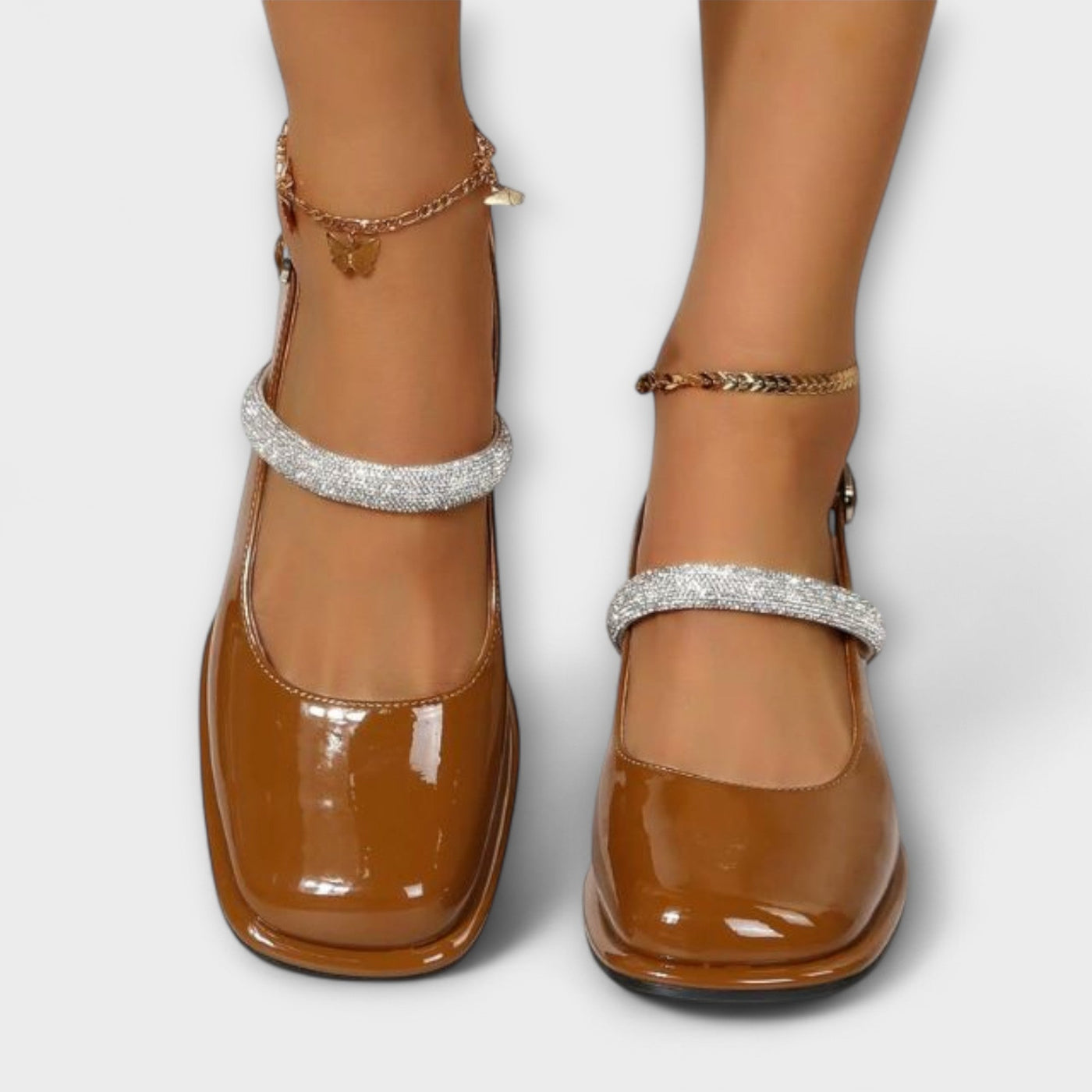 Celandra - Mary Janes mit Glitzer-Riemen und Blockabsatz