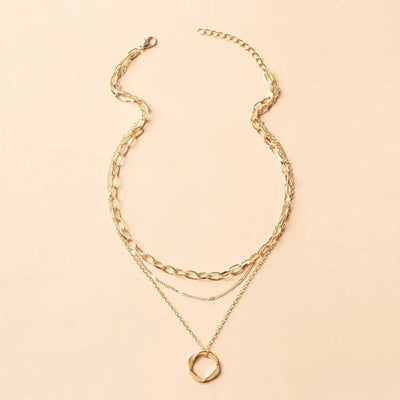 Retro Gold Layered Halskette