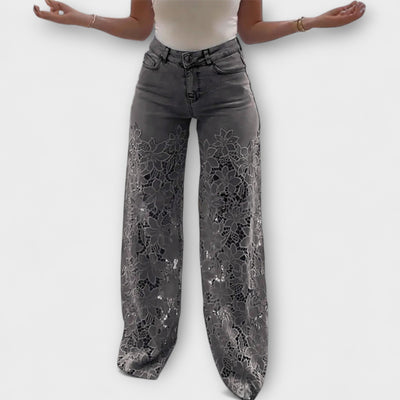 Trendige Spitzen-Patchwork-Jeans