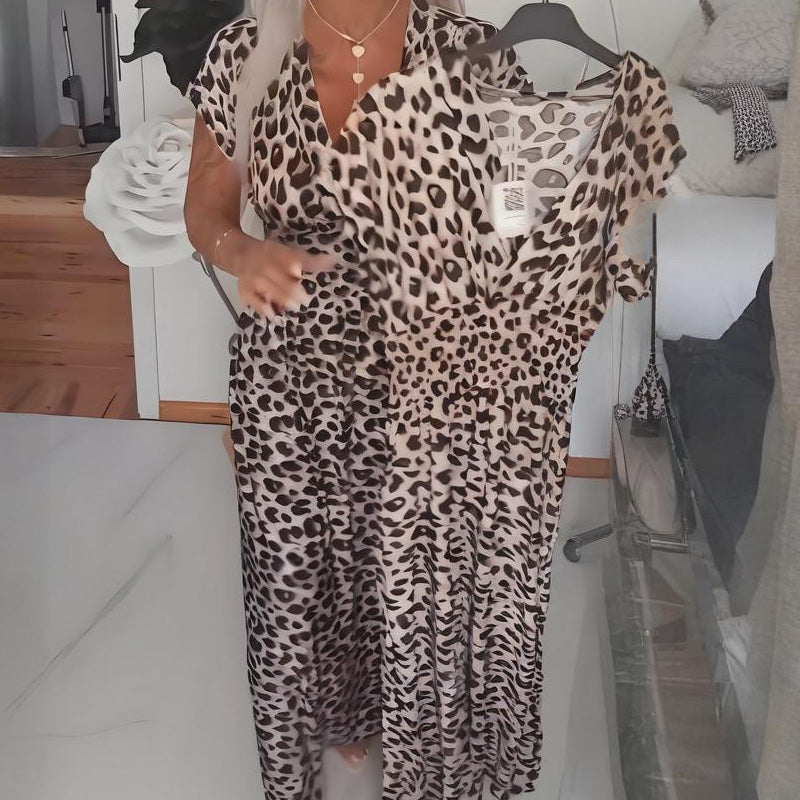 VivaLeo™ Damenkleid mit V-Ausschnitt & Leopardenmuster