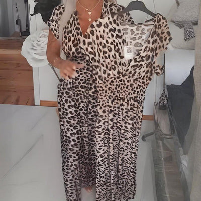 VivaLeo™ Damenkleid mit V-Ausschnitt & Leopardenmuster